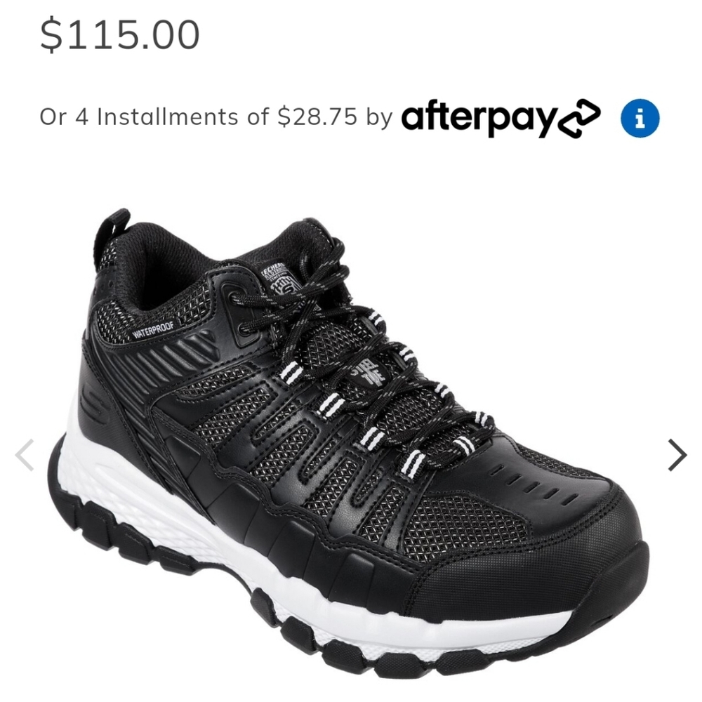 Skechers Men's Work Queznell Steel Toe WP Black & White Lace Up Shoes